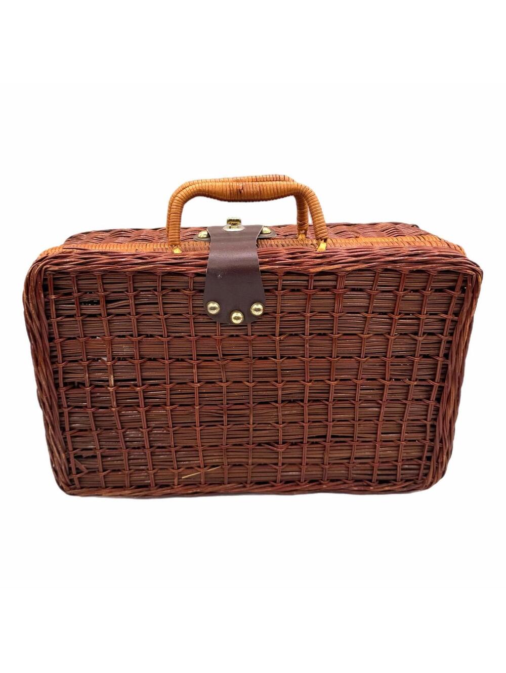 Vintage Wicker Woven Picnic Basket / Style Storage Container